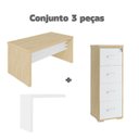 Ver imagem 2 de Conjunto Home Office 2 Peças 1 Mesa em L 1 Gaveteiro Alto Tamburato 4 Gavetas Carvalho e Branco Marr