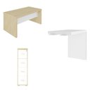 Ver imagem 3 de Conjunto Home Office 2 Peças 1 Mesa em L 1 Gaveteiro Alto Tamburato 4 Gavetas Carvalho e Branco Marr