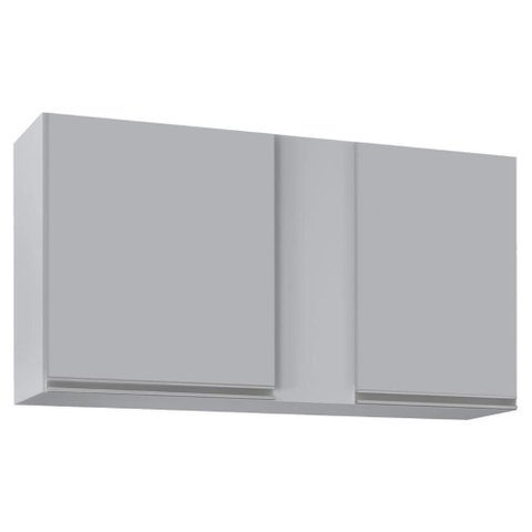Armário de Cozinha Aéreo 100cm 2 Portas Indiana Cinza Claro - Lumil
