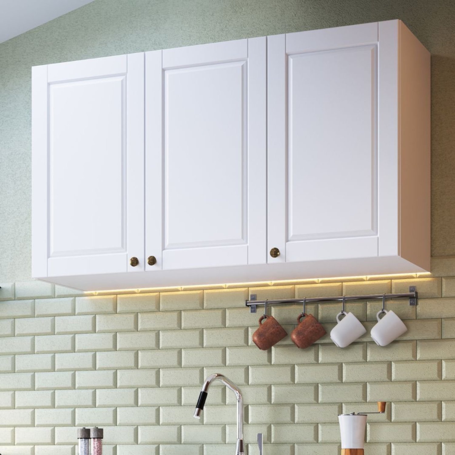 Armário Aéreo 120cm 3 Portas MDF Provençal  - 1