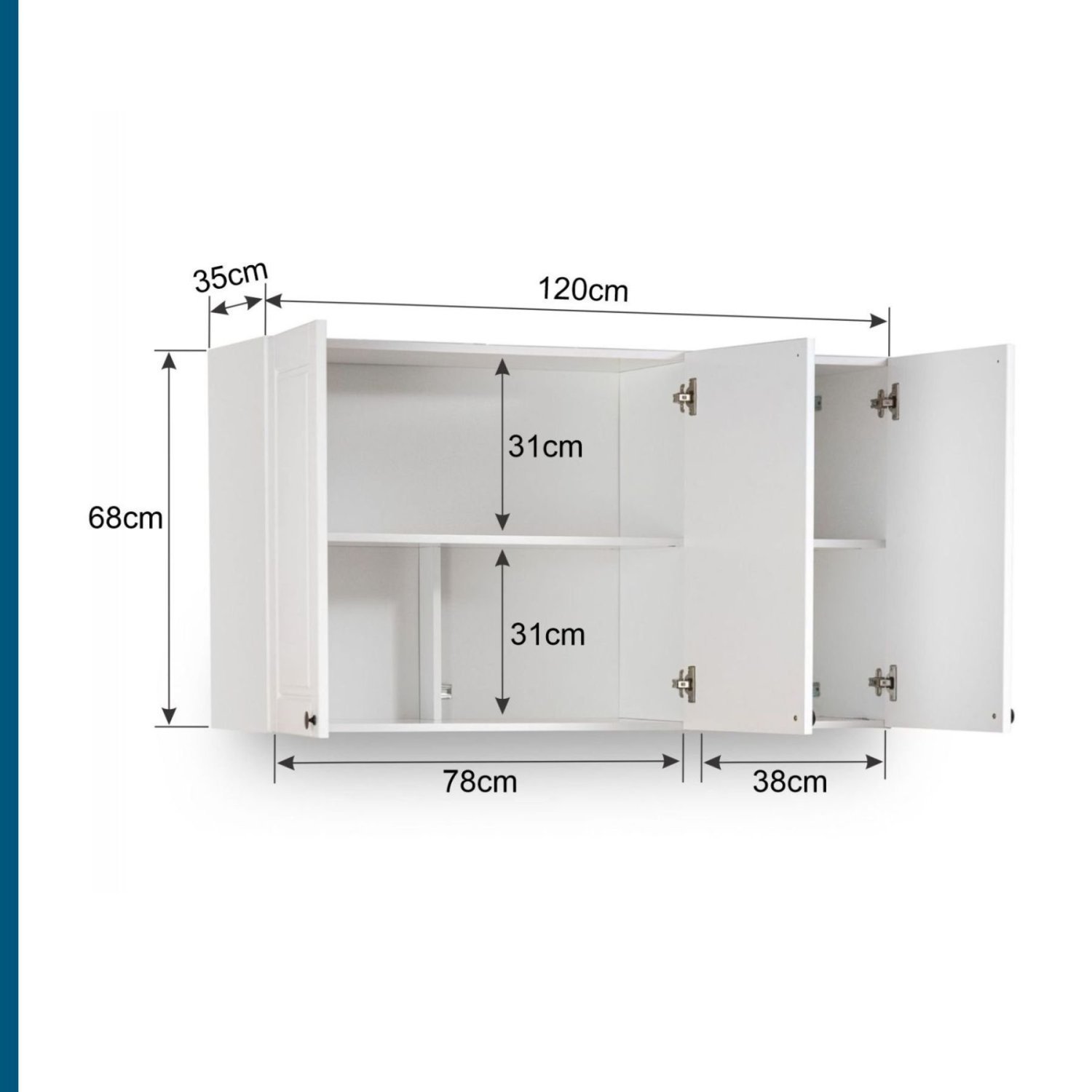 Armário Aéreo 120cm 3 Portas MDF Provençal  - 4