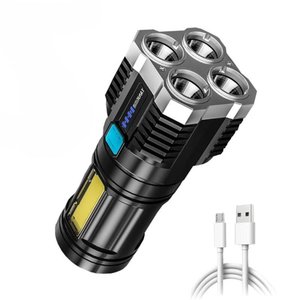 Lanterna Led À Prova D'água 4 Núcleos Potente Usb Recarregável