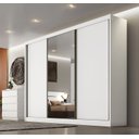 Ver imagem 2 de Guarda Roupa Casal com Espelho 3 Portas 8 Gavetas - Logan-branco - Móveis Novo Horizonte