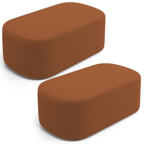 Kit 02 Puffs Decorativos Orgânicos para Living Quarto 100cm Doha W01 Bouclê Terracota - Lyam Decor