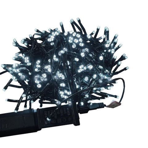 Cordao de Led Natal Branco Frio 500 Leds 50 Metros Fio Verde