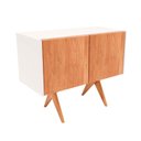Ver imagem 1 de Balcão Buffet Aparador Lenny 94 Cm 2 Portas Laca com Madeirado