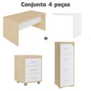 Ver imagem 2 de Conjunto Home Office 3 Peças 1 Mesa em L 1 Gaveteiro 1 Arquivo Alto Tamburato Carvalho e Branco Marr