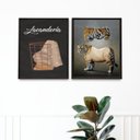 Ver imagem 1 de Kit 2 Quadros para Lavandería - Tigre 24x18cm - com Vidro:moldura Preta