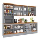 Ver imagem 4 de Cozinha Completa Aspen 13 Portas 4 Gavetas com Vidro Cinza/Cinamomo - Fellicci