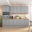 Ver imagem 3 de Cozinha Completa Aspen 13 Portas 4 Gavetas com Vidro Cinza/Cinamomo - Fellicci