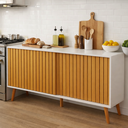 Ver imagem 5 de Buffet Aparador 2 Portas de Correr Moderno MDF MDP com Pé de Madeira Reforçado