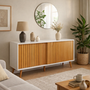 Ver imagem 6 de Buffet Aparador 2 Portas de Correr Moderno MDF MDP com Pé de Madeira Reforçado