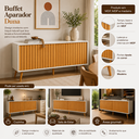 Ver imagem 2 de Buffet Aparador 2 Portas de Correr Moderno MDF MDP com Pé de Madeira Reforçado
