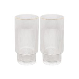 Home Mesa Posta Jogo de Copos com Borda Dourada Lines 400ml 2 Peças Cristal - 3