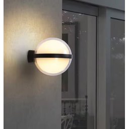 Arandela Moderna Globo Preta Led 12w 3000k Bivolt Ip65 Embu Led - 2
