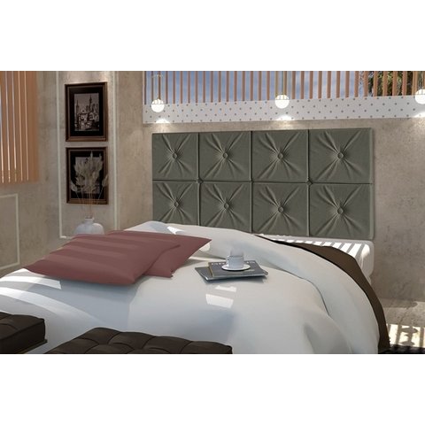 Painel de Cama box Botão Queen 1,60 Elegance cor Cinza - Comprar Moveis em Casa