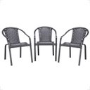 Ver imagem 1 de Cadeira de Aluminio Tramada em Fibra Maresia 3 Unidades - Preto