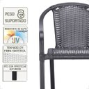 Ver imagem 4 de Cadeira de Aluminio Tramada em Fibra Maresia 3 Unidades - Preto