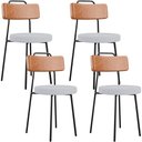 Ver imagem 1 de Kit 04 Cadeiras Decorativas Estofada Sala Jantar Barcelona L02 Couríssimo Camel Linho Cinza - Lyam L