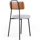 Ver mais imagens de Kit 04 Cadeiras Decorativas Estofada Sala Jantar Barcelona L02 Couríssimo Camel Linho Cinza - Lyam L