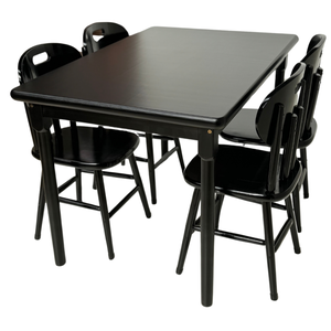 Conjunto de Mesa Jantar Madeira 120x80 Laminada com 4 Cadeiras Preto