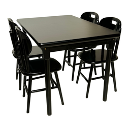 Conjunto de Mesa Jantar Madeira 120x80 Laminada com 4 Cadeiras Preto - 2