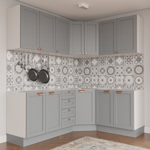 Cozinha Modulada 6 Peças sem Tampo 3 Aéreos e 3 Balcões Arizona CabeCasa MadeiraOriginals