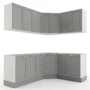 Ver imagem 3 de Cozinha Modulada 6 Peças sem Tampo 3 Aéreos e 3 Balcões Arizona CabeCasa MadeiraOriginals Cinza/Branco