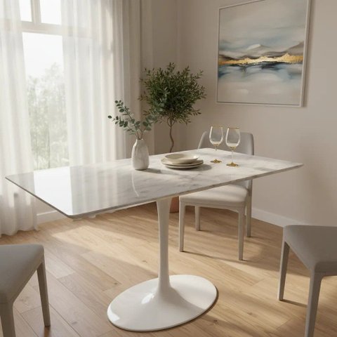 Mesa de Jantar Saarinen Retangular 140x90cm Mármore Espirito