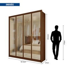 Guarda Roupa Solteiro 4 Portas 3 Gavetas Reflecta Suburban Espresso Móveis - 4 Guarda Roupa Solteiro 4 Portas 3 Gavetas Reflecta Suburban Espresso Móveis - 4