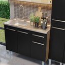 Ver imagem 7 de Armário de Cozinha Compacta 169cm com Pia Rustic/Preto Emilly Madesa 12