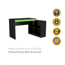 Ver imagem 2 de Mesa Gamer com 4 Nichos Preto/verde B24 Emovell