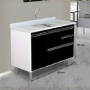 Ver imagem 5 de Gabinete de Cozinha Gavetas e Portas Armário 114cm Multiuso:preto