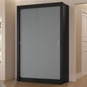 Ver imagem 1 de Guarda-roupa Solteiro 2 Portas de Correr 2 Gavetas Preto/cinza Vivare Madesa Preto/cinza