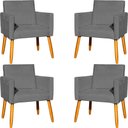 Ver imagem 1 de Kit 4 Poltronas para Recepção Nina Suede Cores Pé Palito 30cm Castanho - Suede