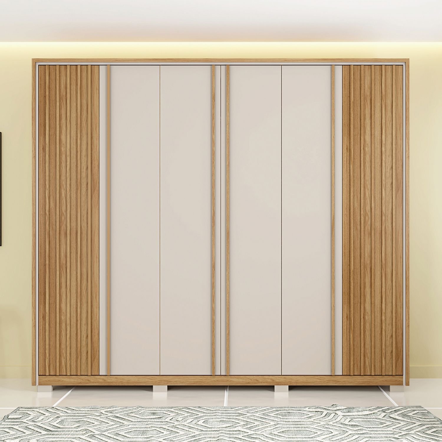 Guarda Roupa Casal Suburban Ripado 6 Portas 4 Gavetas e Pés Espresso Móveis - 3