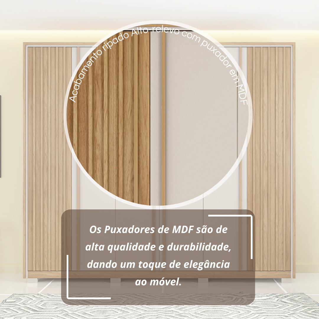 Guarda Roupa Casal Suburban Ripado 6 Portas 4 Gavetas e Pés Espresso Móveis - 4