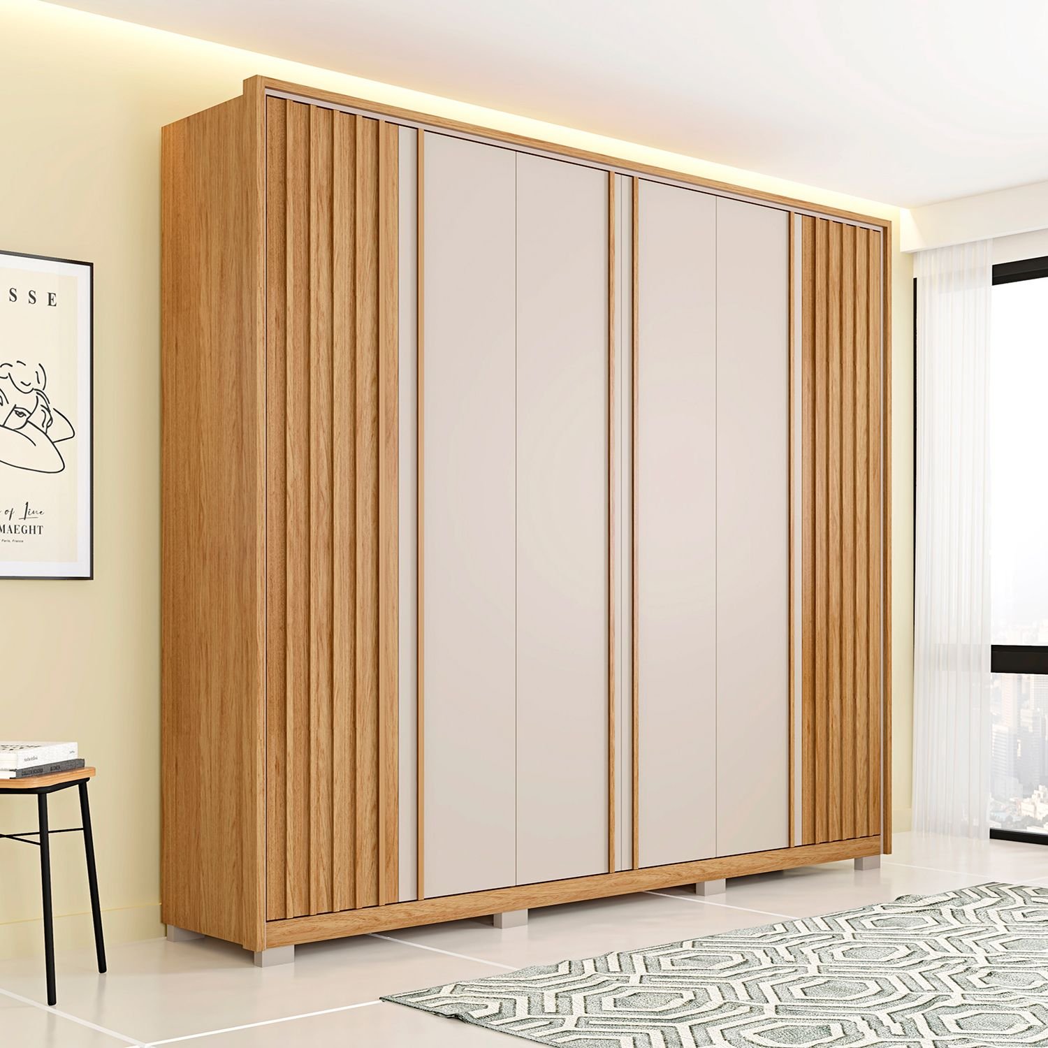 Guarda Roupa Casal Suburban Ripado 6 Portas 4 Gavetas e Pés Espresso Móveis - 2