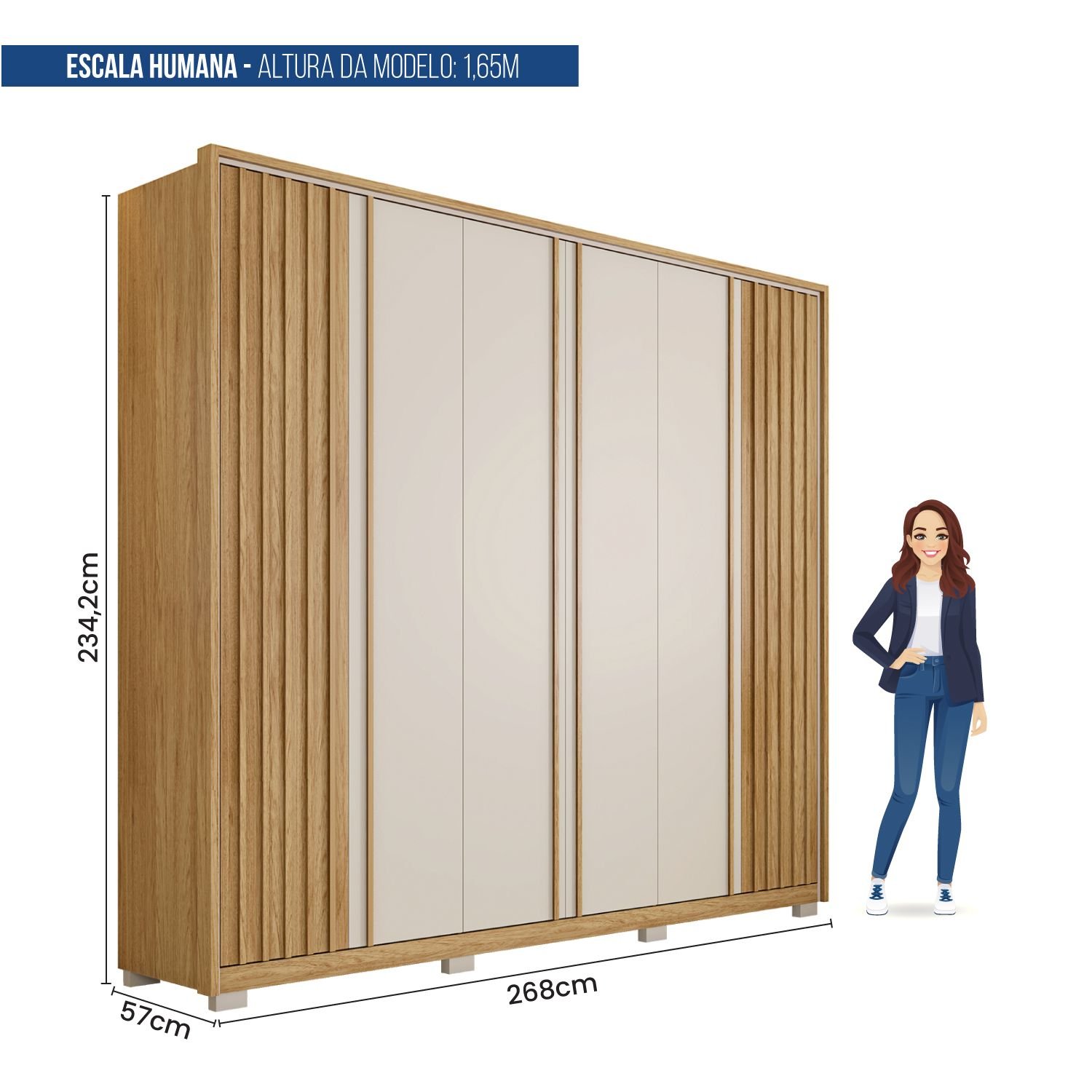 Guarda Roupa Casal Suburban Ripado 6 Portas 4 Gavetas e Pés Espresso Móveis - 5