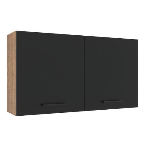 Armário de Cozinha Aéreo 120 cm 2 Portas Rustic/Preto Agata Madesa