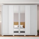 Ver mais imagens de Guarda Roupa Casal Ripado com Espelho 6 Portas 4 Gavetas e Pés Suburban Espresso Móveis