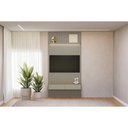 Ver imagem 1 de Rack Bancada C/ Painel P/ Tv até 60 Pol Modular 1.4 Ripado 2 Portas 1 Prat. 141x250cm Tauari/gris