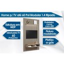 Ver imagem 4 de Rack Bancada C/ Painel P/ Tv até 60 Pol Modular 1.4 Ripado 2 Portas 1 Prat. 141x250cm Tauari/gris