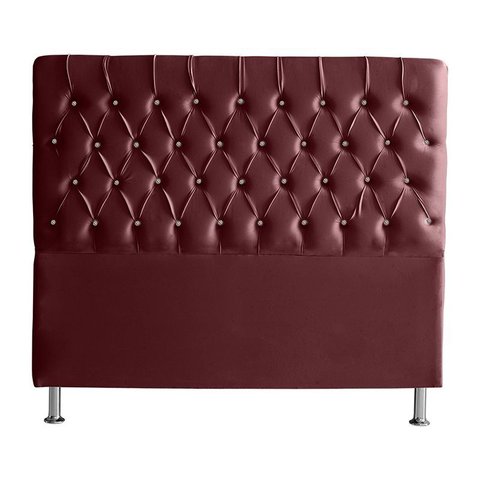 Cabeceira de Cama Box Bella King 195 Cm Suede Botão Cristal Vinho Bordo Eli Móveis e Decoração