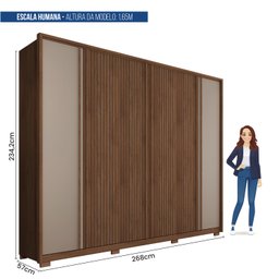 Guarda Roupa 6 Portas 4 Gavetas Suburban Ripado Espresso Móveis - 4