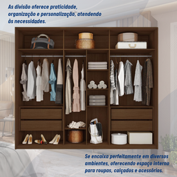 Guarda Roupa 6 Portas 4 Gavetas Suburban Ripado Espresso Móveis - 5