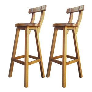 Kit 2 Banqueta Alta de Madeira com Encosto Girafa - Jequitibá