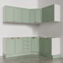 Ver mais imagens de Cozinha Planejada 6 Peças sem Tampo 3 Aéreos e 3 Balcões Arizona CabeCasa MadeiraOriginals Verde/Branco/Menta