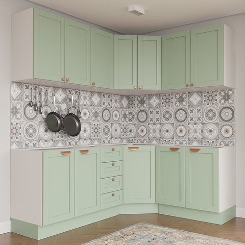 Cozinha Modulada 6 Peças sem Tampo 3 Aéreos e 3 Balcões Arizona CabeCasa MadeiraOriginals