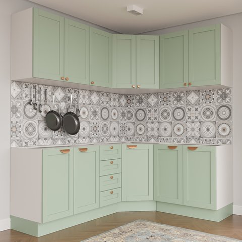 Cozinha Modulada 6 Peças sem Tampo 3 Aéreos e 3 Balcões Arizona CabeCasa MadeiraOriginals